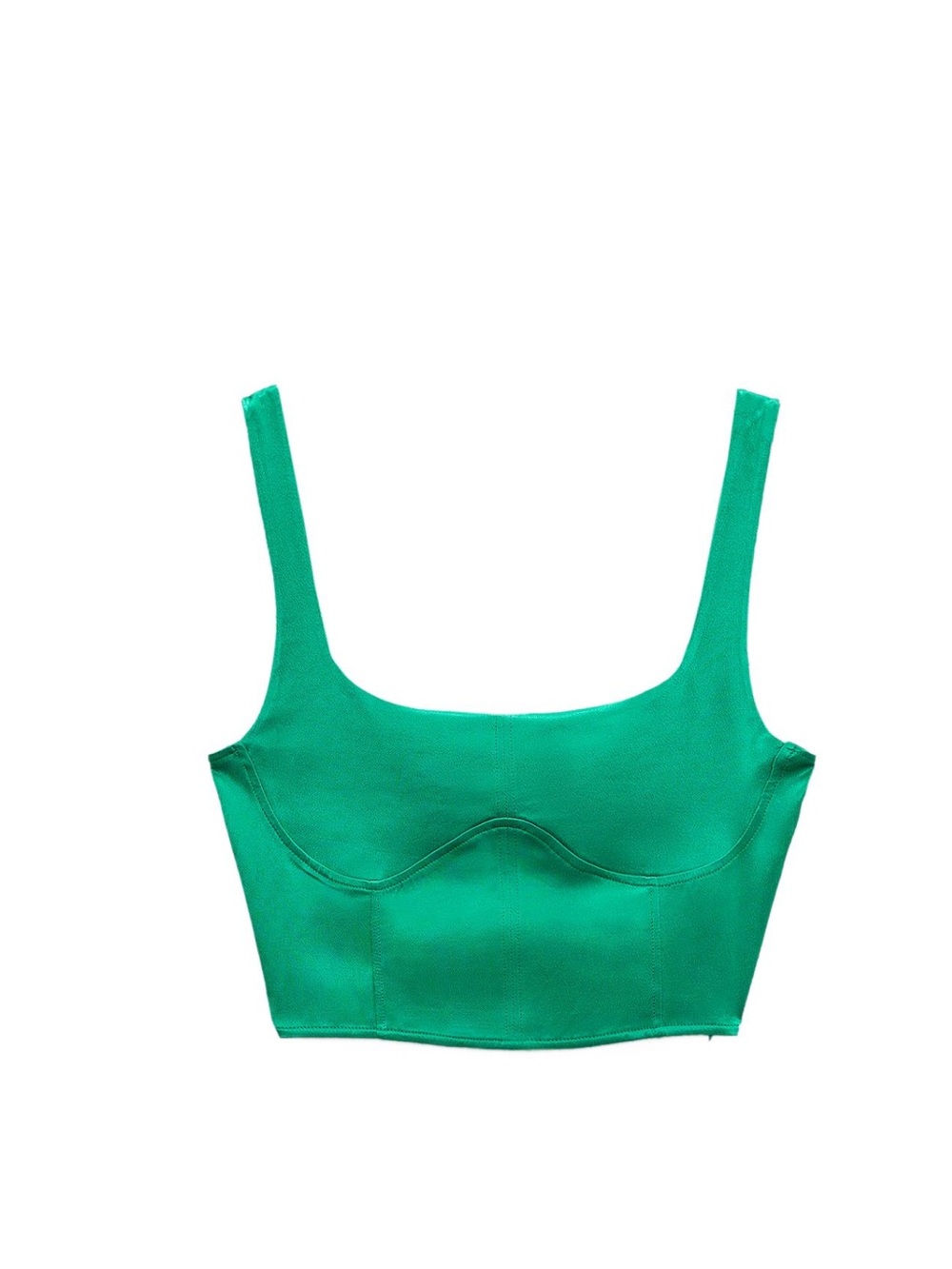 Zara Turquoise Green Square Neck Crop Top